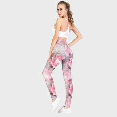 Pink floral printed leggings