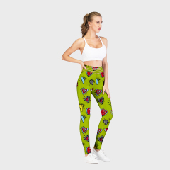 Gress green heart printed leggings