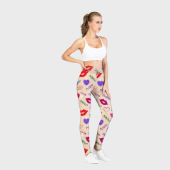 Color lips print leggings