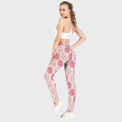 Pink and apricot print leggings