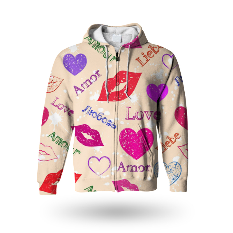 Printed zipper sweatshirts hoodies