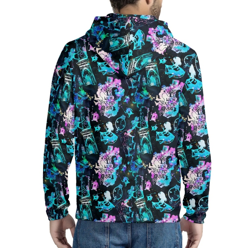 Full print zip hooded hoodie