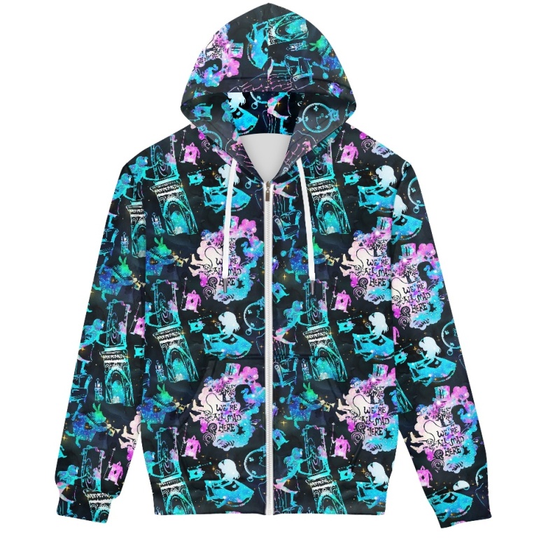 Full print zip hooded hoodie