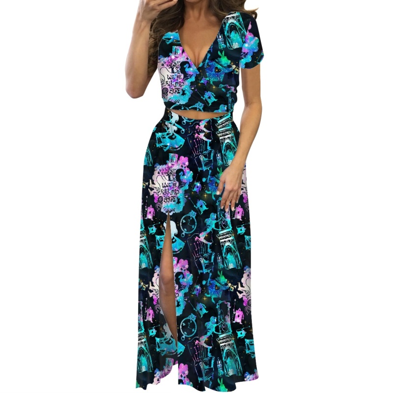 Suit short sleeve long skirt