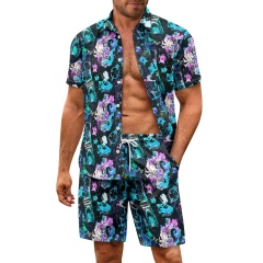 Men's Cuban collared shirt + casual beach pants set