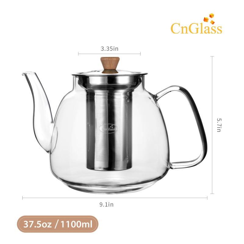Glass Teapot with Removable Stainless Steel Infuser 37.5oz