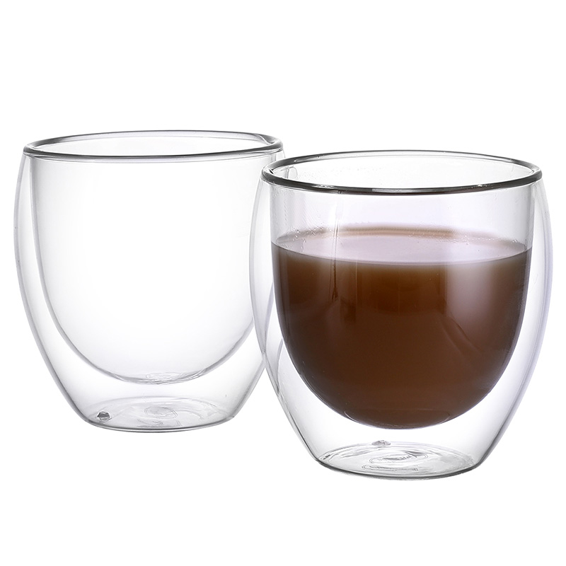 CnGlass Milk Tea Cup Double Wall Borosilicate Glass Espresso Coffee Mug For Cappuccino