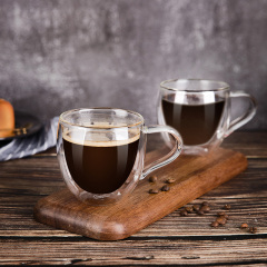 CnGlass 9.5oz. Tea Cup Double Wall borosilicate Glass Coffee Mug With Handle
