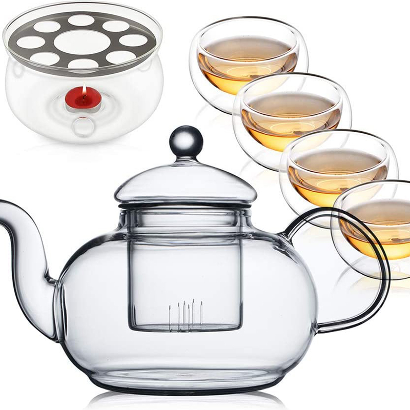 Clear Glass Tea Set Borosilicate Glass Teapot with Removable Infuser 40.2oz