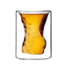 Clear Double Wall Borosilicate Beer Glass Cold Insulated Shot Glass 6oz.