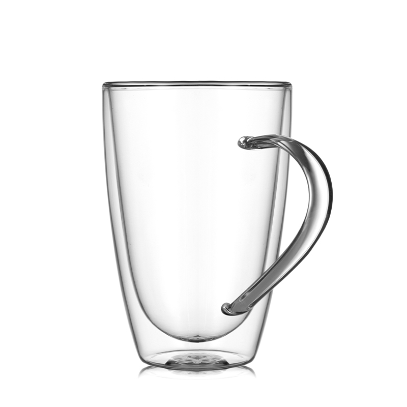 High Quality Double Wall Borosilicate Thermal Insulated Glass Drinking Cup 10.8oz. For Milk