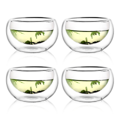 Double Wall Borosilicate Glass Tea Cup Thermal Insulated Glass Bowl For Ice Cream 3.4oz.