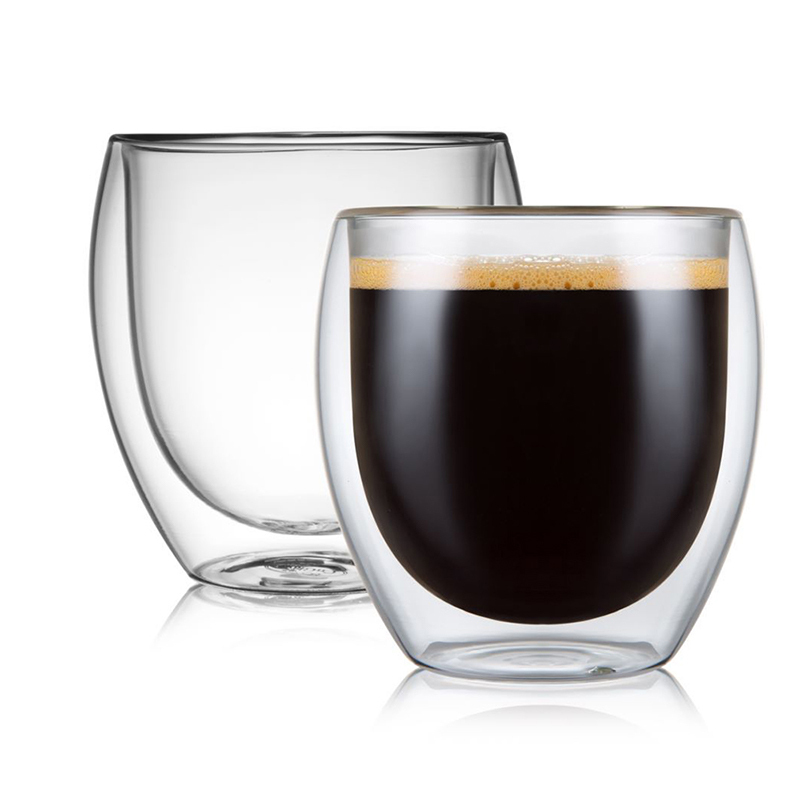 High Quality Microwave Glass Tea Cup Double Wall Borosilicate Glass Coffee Mug With Handle 8.5oz.