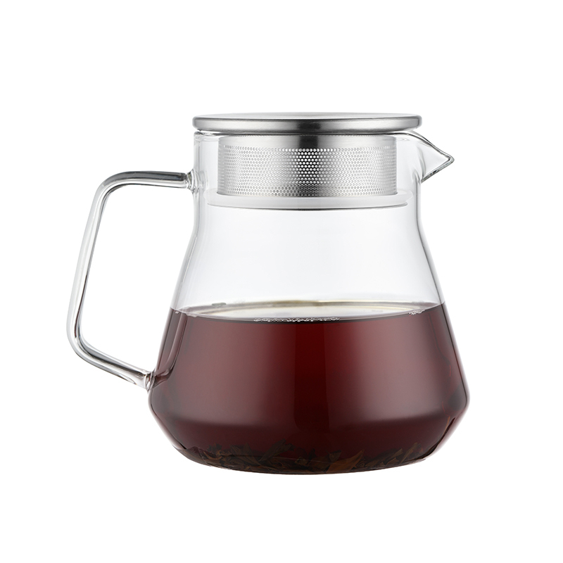Borosilicate Glass Water Pitcher Heat Resistant Glass Jug With Stainless Steel Lid 20.3oz.