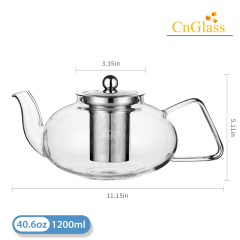 Glass Teapot with Removable Stainless Steel Infuser 40.6oz