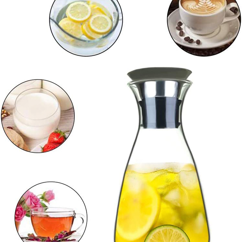 High Quality Borosiliate Glass Milk Pitcher With Stainless Steel Lid 56oz.