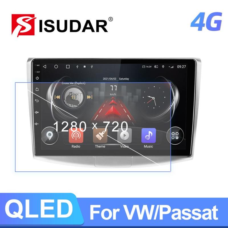 Isudar QLED Android 10 Auto Radio For VW/Volkswagen/Passat B6 B7 wireless carplay and android auto