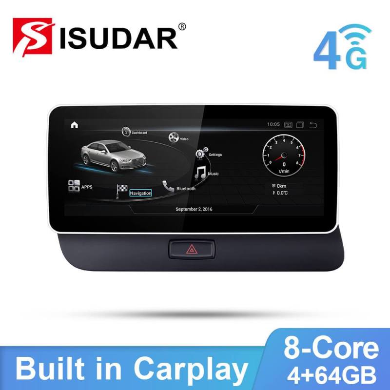 Isudar wireless Carplay Auto free GPS radio for Audi Q5 2009-2017 One Din