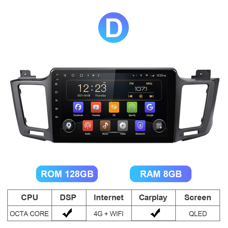 8 core Auto stereo Voice control 128G For Toyota RAV4 4 XA40 5 XA50 2012-2018