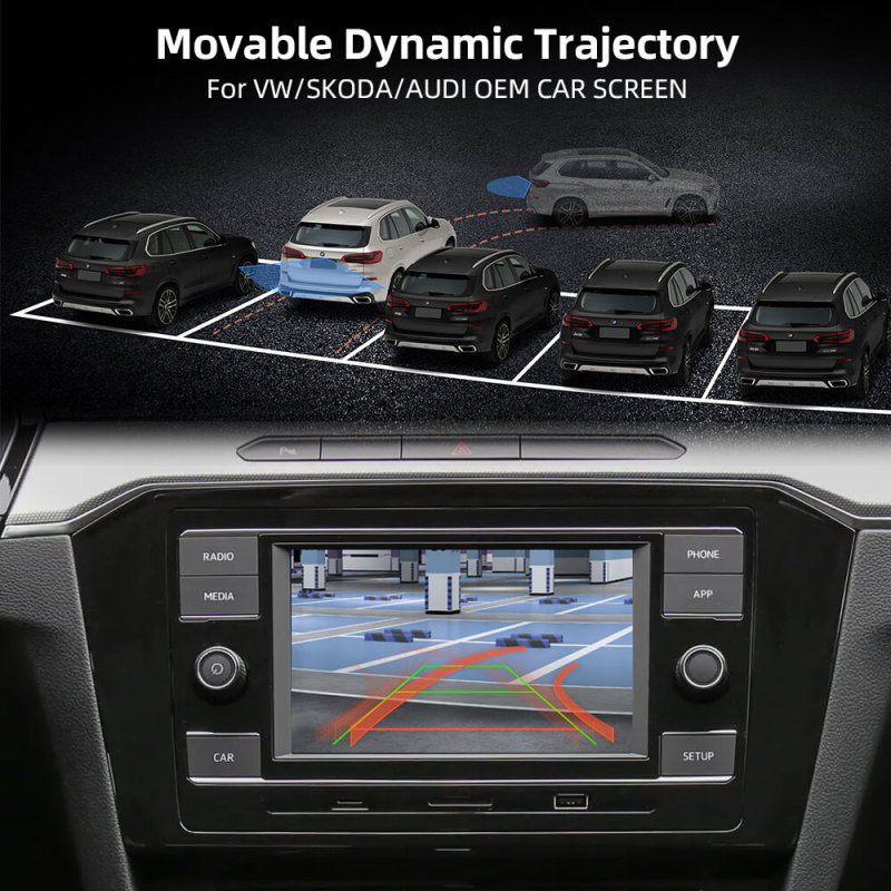 Car Trunk Handle Rear View Dynamic Trajectory Camera For MQB PQ MIB Audi A3 S3 A4L A5 Q2 Q3 Q5 Q7/VW Tiguan Touran Passat