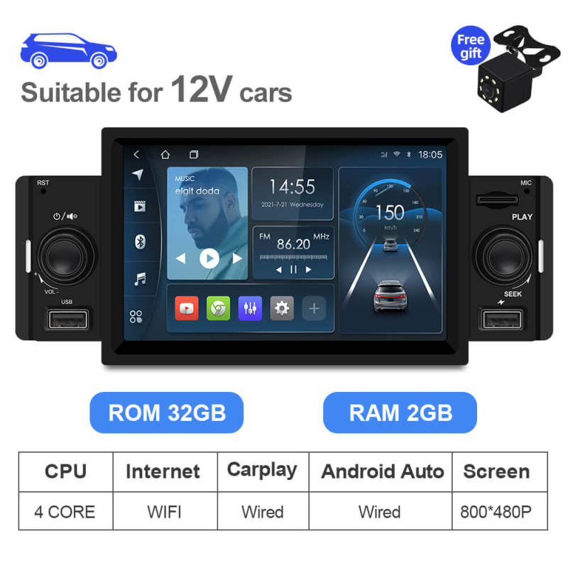 ISUDAR 1 DIN Universal Car Radio auto audio FM Bluetooth Audio Player