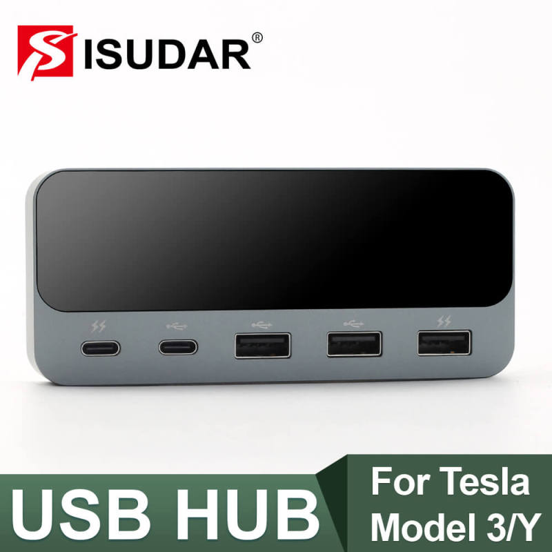 ISUDAR USB Docking For Tesla Model Y Model 3 2021 USB Ports Fast Charging