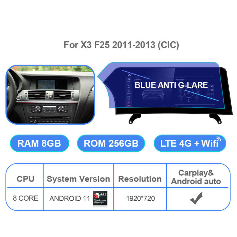 Android 11.0 12.3' Car Radio For BMW X3 F25 CIC NBT X4 F26 NBT System