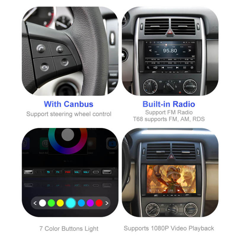ISUDAR Android 10 QLED Full screen Car Radio For Mercedes/Benz/Sprinter/B200/B-class/W245/B170/W169