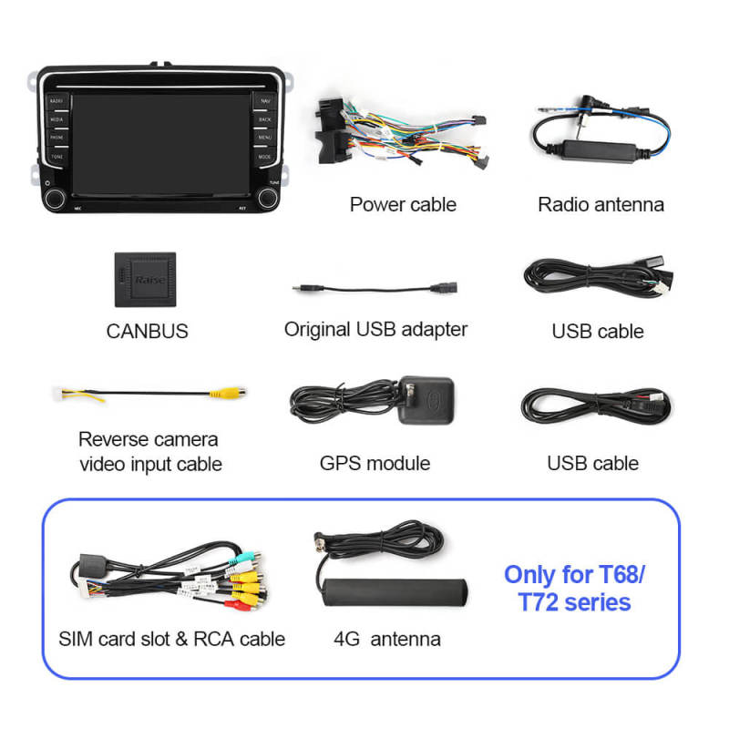 T72  7 inch 1280*720P Car Radio Multimedia For VW/Volkswagen/POLO/Golf/Skoda/Seat/Leon/PASSAT B6