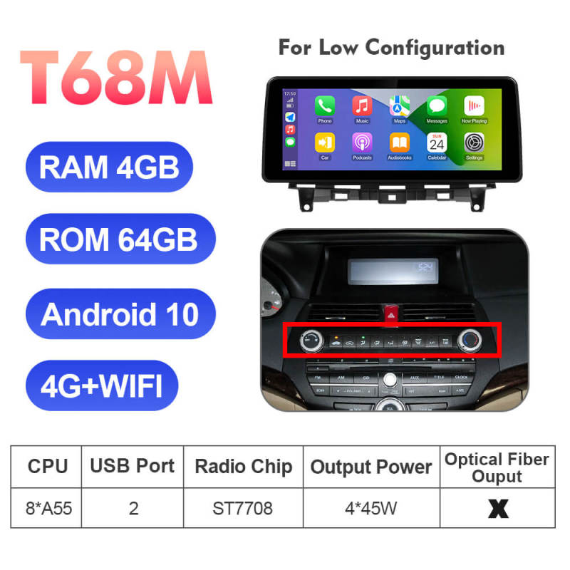 ISUDAR 12.3 Inch Android 12 Car Radio For Honda Accord 8th 2008-2013 GPS Auto Multimedia Stereo