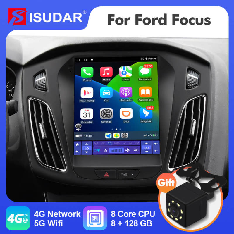 ISUDAR Upgraded Tesla style Android 12 Car Radio for Ford/Focus 2012-2017