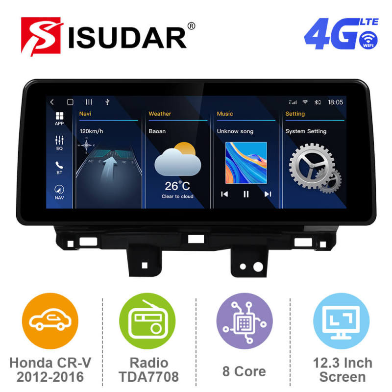ISUDAR 12.3 Inch Android 12 Car Radio For Honda CRV CR-V 2012-2016
