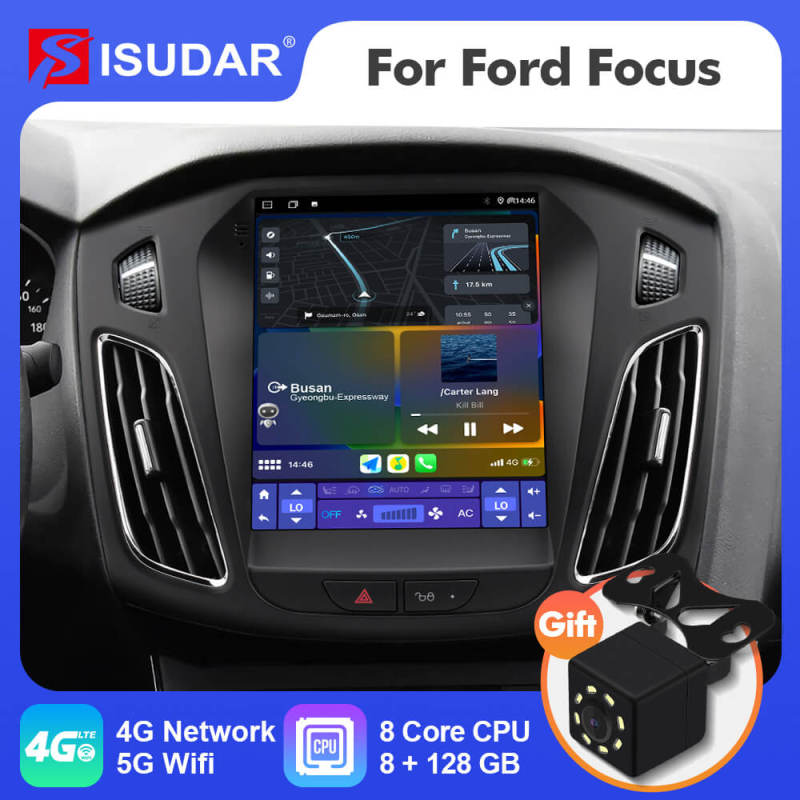 ISUDAR Upgraded Tesla style Android 12 Car Radio for Ford/Focus 2012-2017