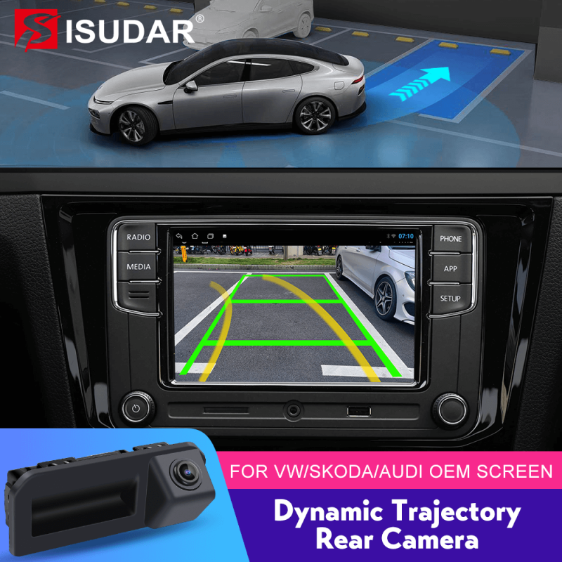 ISUDAR Reversing Dynamic Trajectory Parking Camera for Original Screen Volkswagen/Octavia/Tiguan/Audi 187B 280 MQB PQ platform