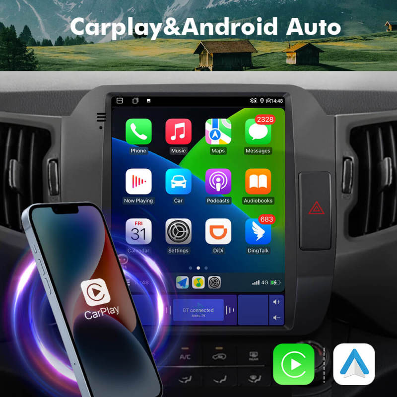 ISUDAR Android 12 Car Radio For Kia Sportage 2010-2016 Auto Multimedia 2 Din Tesla Vertical Screen