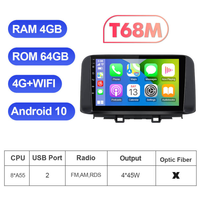 ISUDAR 10.1 Inch Android 12 Car Radio For Hyundai Kona/Encino 2017-2019 GPS Multimedia Player Stereo