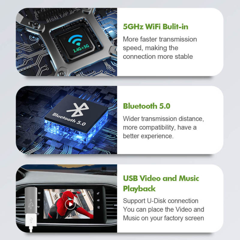 Carlinkit Wireless Apple Carplay adapter For Peugeot & Citroen 308,408,C5,C6, C4,Sega,4008,5008 DS