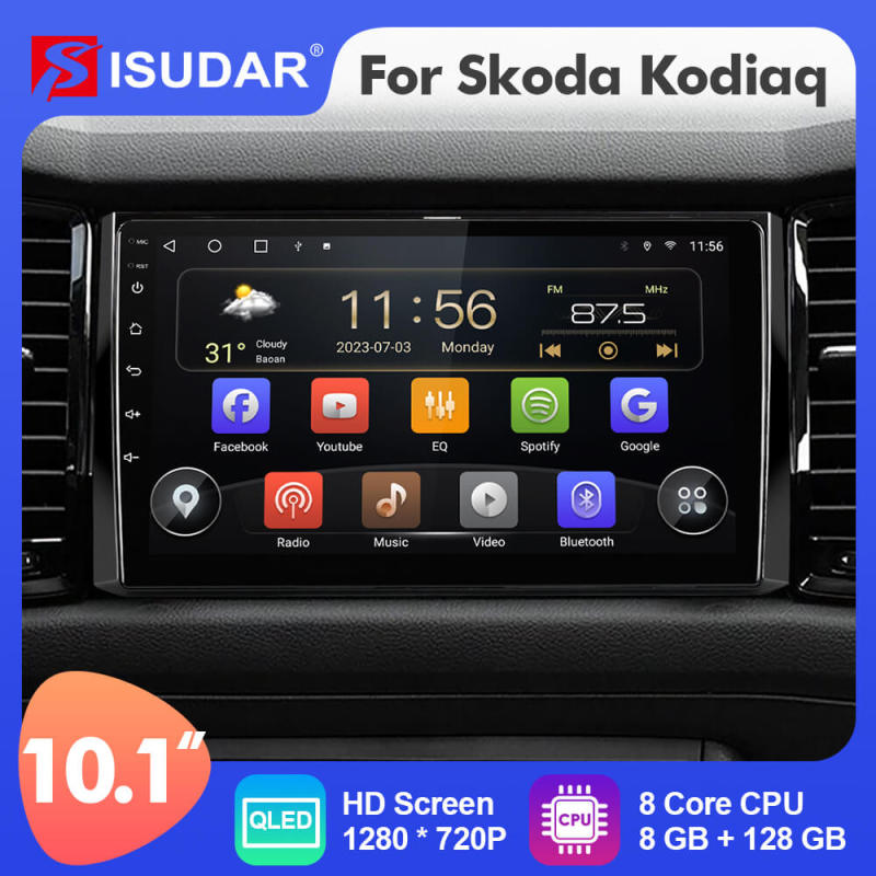 For Skoda Kodiaq 2017-2021  Octa core 128G Android Apple Wilress Carplay Car Radio Multimedia Navigation