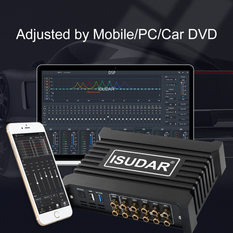 ISUDAR Car DSP DA408 Amplifier Processor 4 input 10 output channel