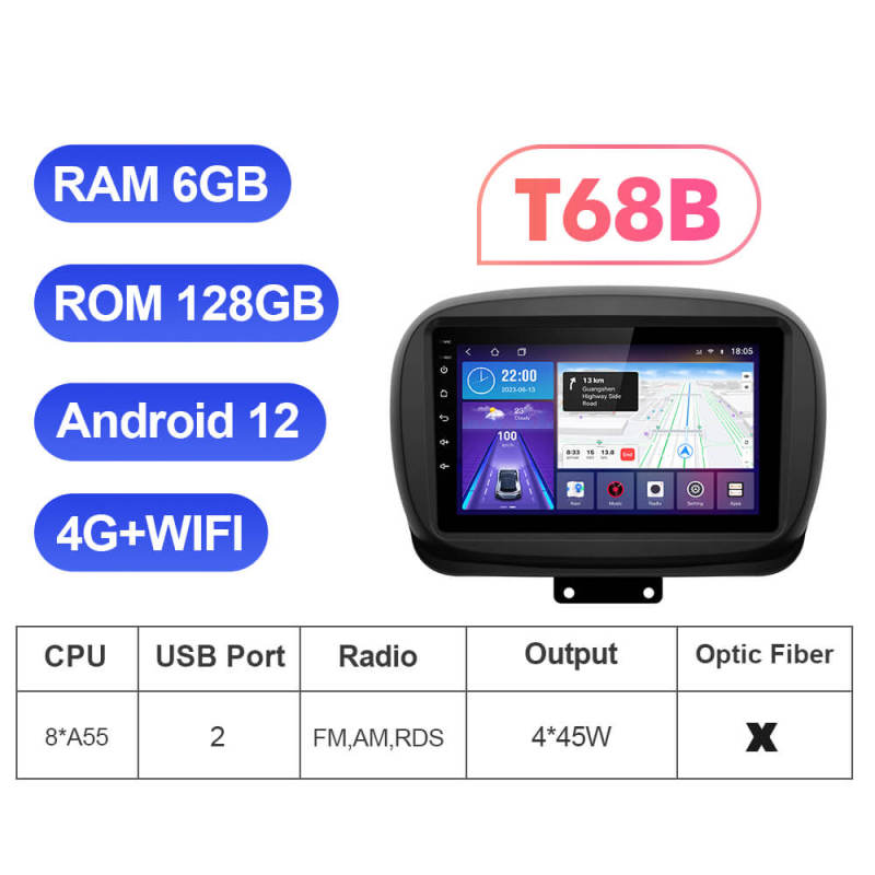 For Fiat 500X 2014-2019 Android 8 Core Car Radio Stereo DVD auto navi multimedia 9 inch Voice Command
