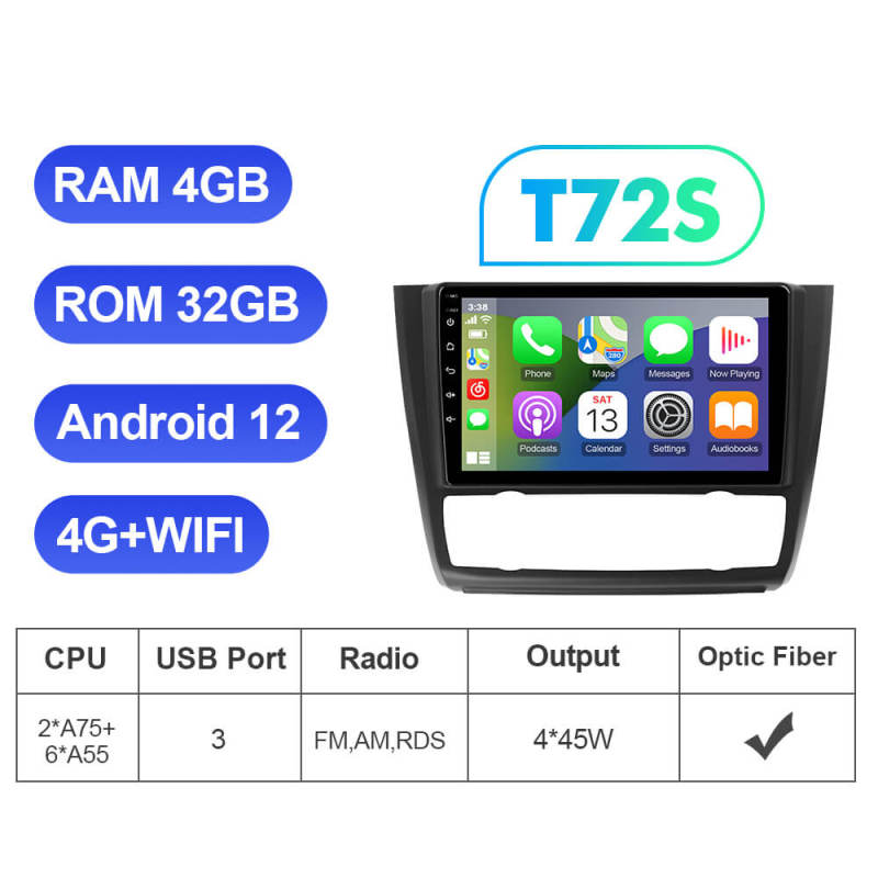 For BMW 1 Series E81 Apple Carplay Car Radio Multimedia Android 12 stereo Navigation GPS
