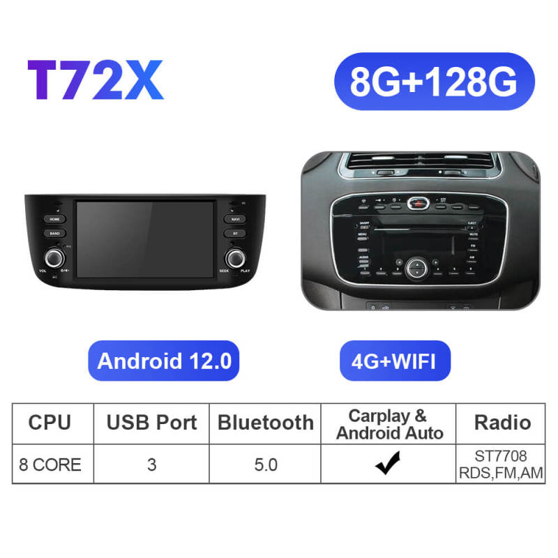 ISUDAR Anroid 12 Upgrade T72 Car radio For Grande punto evo/ Fiat Linea/2012-2018
