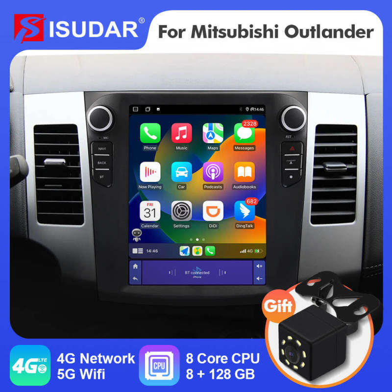 ISUDAR Android 12 Tesla Style Vertical Screen Car Radio for Mitsubishi Outlander XI 2 2008-2011 Multimedia Player