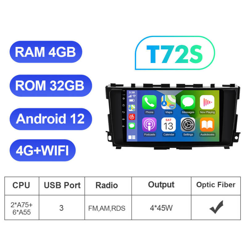 ISUDAR T72 Android 12 Car Radio 9'' For Nissan Teana 3 Altima 5 L33 2013 -2018