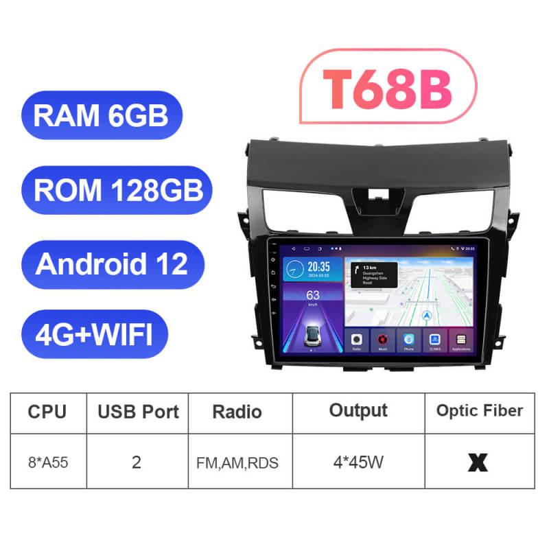 Nissan Altima 2013-2018 10.1 inch QLED Android 12 Car Radio DVD Player Multimedia Navigation