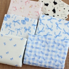 Gingham & Bow Print Muslin Fabric | Infant Lovey Blanket Material