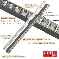 ZJESL Zeus Type reflective cup deisgn LED linear light office lighting 30W 120LM/W 3000K
