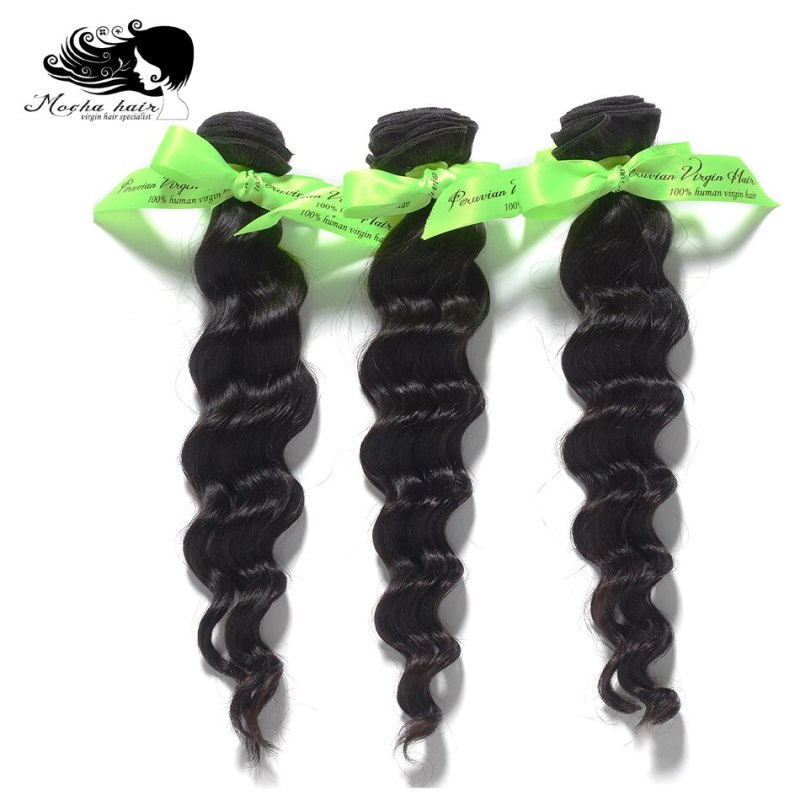 MOCHA Hair 10A Peruvian Virgin Hair Loose Wave  3 Bundles With 4* 4 Or 13*4 Lace Closure 100% Human Hair Free Shipping