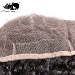 Mocha Hair Brazilian Virgin Hair Deep Wave Lace Frontal Closure 13*4 Bleached Knot 100% Human Hair Natural color