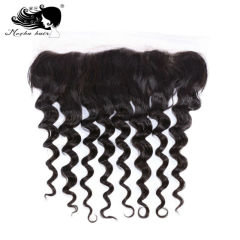 Mocha Hair 13*4 Lace Frontal Closure Loose Wave Brazilian Virgin Hair Bleached Knot 100% Human Hair Natural color